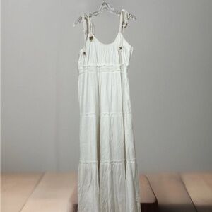 Vintage Old Navy White Crinkle Dress Boho Crocheted XL Size 16 Beach